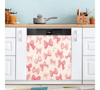 Ttgoth Pink Bows Dishwasher Magnet Cover Decorative Magnetic Dish Washer Front Door Cover Panel Decal Trimmable Magnet Sticker for Kitchen Appliance Decor 58.42x66.04 cm