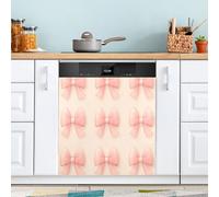 Ttgoth Pink Bows Dishwasher Magnet Cover Decorative Magnetic Dish Washer Front Door Cover Panel Decal Trimmable Magnet Sticker for Kitchen Appliance Decor 58.42x66.04 cm