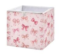 Ttgoth Pink Bows Valentine's Day Cube Storage Bins 28x28 cm Foldable Fabric Storage Cube Shelf Basket Closet Organiser for Bedroom Nursery Home