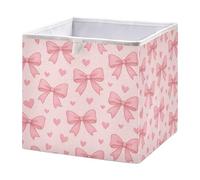 Ttgoth Pink Bows Valentine's Day Cube Storage Bins 28x28 cm Foldable Fabric Storage Cube Shelf Basket Closet Organiser for Bedroom Nursery Home