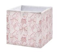 Ttgoth Pink Bows Valentine's Day Cube Storage Bins 28x28 cm Foldable Fabric Storage Cube Shelf Basket Closet Organiser for Bedroom Nursery Home