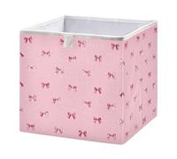 Ttgoth Pink Bows Valentine's Day Cube Storage Bins 28x28 cm Foldable Fabric Storage Cube Shelf Basket Closet Organiser for Bedroom Nursery Home