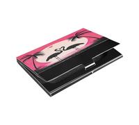 Ttgoth Pink Flamingos Lovers Business Card Holder for Men Women PU Leather & Stainless Steel Name Card Case Pocket Wallet ID Case for Travel and Work