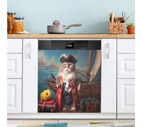 Ttgoth Pirate Captain Cat Dishwasher Magnet Cover Decorative Magnetic Dish Washer Front Door Cover Panel Decal Trimmable Magnet Sticker for Kitchen Appliance Decor 23 x 26 Inch