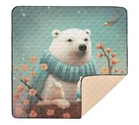 Ttgoth Polar Bear Baby Play Mat for Floor 127x127cm Soft Foldable Crawling Mat Waterproof Non-Slip Floor Mat Kids Playmat for Infants Babies Toddlers