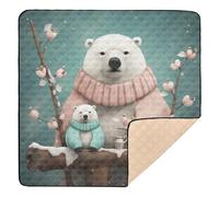 Ttgoth Polar Bear Baby Play Mat for Floor 127x127cm Soft Foldable Crawling Mat Waterproof Non-Slip Floor Mat Kids Playmat for Infants Babies Toddlers