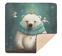 Ttgoth Polar Bear Baby Play Mat for Floor 127x127cm Soft Foldable Crawling Mat Waterproof Non-Slip Floor Mat Kids Playmat for Infants Babies Toddlers