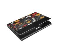 Ttgoth Pumpkin Halloween Business Card Holder for Men Women PU Leather & Stainless Steel Name Card Case Pocket Wallet ID Case for Travel and Work