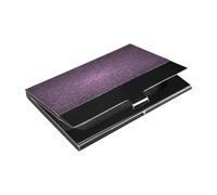 Ttgoth Purple Floral Pattern Business Card Holder for Men Women PU Leather & Stainless Steel Name Card Case Pocket Wallet ID Case for Travel and Work