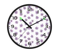 Ttgoth Purple Flowers Wall Clock with LED Night Light 30.5 cm Sound Control Silent Non-Ticking Wall Clock Battery Operated for Bedroom Living Room Kitchen Home Decor
