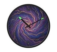 Ttgoth Purple Gold Print Wall Clock with LED Night Light 30.5 cm Sound Control Silent Non-Ticking Wall Clock Battery Operated for Bedroom Living Room Kitchen Home Decor