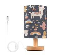 Ttgoth Rainbow Alpaca Bedside Table Lamp for Bedroom Small Nightstand Lamp LED Desk Lamp with USB Ports and Fabric Shade for Living Room, Dorm, Home, Office