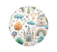 Ttgoth Rainbow Castles Round Placemats Set of 6 Washable Heat Resistant Table Mats Decorative Table Mats for Dining Table Restaurant Kitchen Home 39x39 cm
