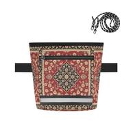 Ttgoth Red and Black Persian Dog Treat Pouch for Training, Hands-Free Treat Bag with Magnetic Closure, Adjustable Waist Belt & Reflective Strip, Waterproof Puppy Snack Reward Bag for Pet Walking