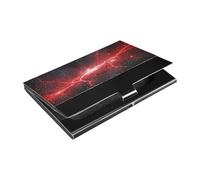 Ttgoth Red Lightning Business Card Holder for Men Women PU Leather & Stainless Steel Name Card Case Pocket Wallet ID Case for Travel and Work