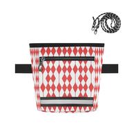 Ttgoth Red Pattern Dog Treat Pouch for Training, Hands-Free Treat Bag with Magnetic Closure, Adjustable Waist Belt & Reflective Strip, Waterproof Puppy Snack Reward Bag for Pet Walking