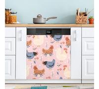 Ttgoth Rooster Flower Dishwasher Magnet Cover Decorative Magnetic Dish Washer Front Door Cover Panel Decal Trimmable Magnet Sticker for Kitchen Appliance Decor 23 x 26 Inch