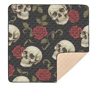 Ttgoth Rose Skull Baby Play Mat for Floor 127x127cm Soft Foldable Crawling Mat Waterproof Non-Slip Floor Mat Kids Playmat for Infants Babies Toddlers