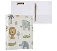 Ttgoth Safari Animals 3 Ring Binder Holds 200 Sheets D Ring A4 Binder with 3 Clear Pockets Folder & Document Organiser for Classroom Office Hospitals