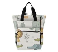 Ttgoth Safari Animals Diaper Bag Backpack Waterproof Baby Changing Bag with Insulated Bottle Holders Multi-Pocket Travel Nappy Backpack with Stroller Straps for Mum & Dad