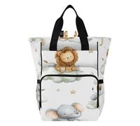 Ttgoth Safari Animals Diaper Bag Backpack Waterproof Baby Changing Bag with Insulated Bottle Holders Multi-Pocket Travel Nappy Backpack with Stroller Straps for Mum & Dad
