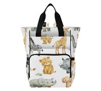 Ttgoth Safari Animals Diaper Bag Backpack Waterproof Baby Changing Bag with Insulated Bottle Holders Multi-Pocket Travel Nappy Backpack with Stroller Straps for Mum & Dad