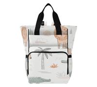 Ttgoth Safari Animals Diaper Bag Backpack Waterproof Baby Changing Bag with Insulated Bottle Holders Multi-Pocket Travel Nappy Backpack with Stroller Straps for Mum & Dad