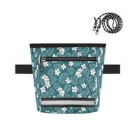 Ttgoth Samll Flowers Dog Treat Pouch for Training, Hands-Free Treat Bag with Magnetic Closure, Adjustable Waist Belt & Reflective Strip, Waterproof Puppy Snack Reward Bag for Pet Walking