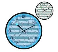 Ttgoth Sewing Machine Wall Clock with LED Night Light 30.5 cm Sound Control Silent Non-Ticking Wall Clock Battery Operated for Bedroom Living Room Kitchen Home Decor