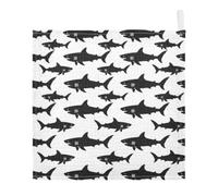 Ttgoth Shark Baby Muslin Washcloths, 3 Pack 4-Layer Cotton Face Towels with Hanging Loop, Soft Absorbent Wash Cloths for Newborns, 30 x 30 cm