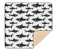 Ttgoth Shark Baby Play Mat for Floor 127x127cm Soft Foldable Crawling Mat Waterproof Non-Slip Floor Mat Kids Playmat for Infants Babies Toddlers