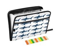 Ttgoth Sharks Accordion File Organizer 13 Pockets Expanding File Folder with Labels A4 Document Holder Portable Receipt & Document Organizer for School, Office & Business