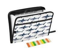 Ttgoth Sharks Accordion File Organizer 13 Pockets Expanding File Folder with Labels A4 Document Holder Portable Receipt & Document Organizer for School, Office & Business