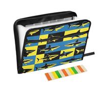 Ttgoth Sharks Accordion File Organizer 13 Pockets Expanding File Folder with Labels A4 Document Holder Portable Receipt & Document Organizer for School, Office & Business