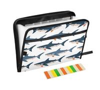 Ttgoth Sharks Accordion File Organizer 13 Pockets Expanding File Folder with Labels A4 Document Holder Portable Receipt & Document Organizer for School, Office & Business
