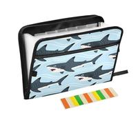 Ttgoth Sharks Accordion File Organizer 13 Pockets Expanding File Folder with Labels A4 Document Holder Portable Receipt & Document Organizer for School, Office & Business