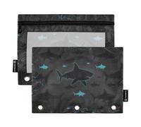 Ttgoth Sharks Pencil Pouch for Binder 3 Ring 2PCS Pencil Pouches with Clear Window Zipper Pen Case Stationery Organiser Cosmetic Bag