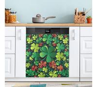 Ttgoth St. Patrick's Day Clover Dishwasher Magnet Cover Decorative Magnetic Dish Washer Front Door Cover Panel Decal Trimmable Magnet Sticker for Kitchen Appliance Decor 58.42x66.04 cm