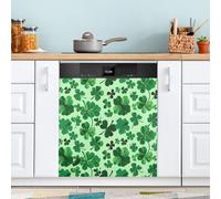 Ttgoth St. Patrick's Day Clover Dishwasher Magnet Cover Decorative Magnetic Dish Washer Front Door Cover Panel Decal Trimmable Magnet Sticker for Kitchen Appliance Decor 58.42x66.04 cm