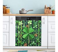 Ttgoth St. Patrick's Day Clover Dishwasher Magnet Cover Decorative Magnetic Dish Washer Front Door Cover Panel Decal Trimmable Magnet Sticker for Kitchen Appliance Decor 58.42x66.04 cm