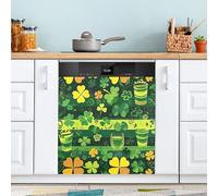 Ttgoth St. Patrick's Day Clover Dishwasher Magnet Cover Decorative Magnetic Dish Washer Front Door Cover Panel Decal Trimmable Magnet Sticker for Kitchen Appliance Decor 58.42x66.04 cm