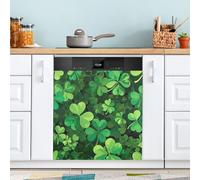 Ttgoth St. Patrick's Day Clover Dishwasher Magnet Cover Decorative Magnetic Dish Washer Front Door Cover Panel Decal Trimmable Magnet Sticker for Kitchen Appliance Decor 58.42x66.04 cm