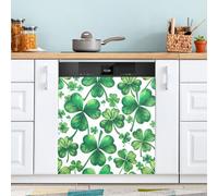 Ttgoth St. Patrick's Day Clover Dishwasher Magnet Cover Decorative Magnetic Dish Washer Front Door Cover Panel Decal Trimmable Magnet Sticker for Kitchen Appliance Decor 58.42x66.04 cm