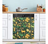 Ttgoth St. Patrick's Day Clover Dishwasher Magnet Cover Decorative Magnetic Dish Washer Front Door Cover Panel Decal Trimmable Magnet Sticker for Kitchen Appliance Decor 58.42x66.04 cm