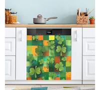 Ttgoth St. Patrick's Day Clover Dishwasher Magnet Cover Decorative Magnetic Dish Washer Front Door Cover Panel Decal Trimmable Magnet Sticker for Kitchen Appliance Decor 58.42x66.04 cm
