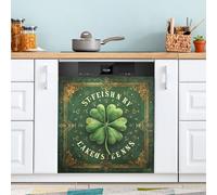 Ttgoth St. Patrick's Day Clover Dishwasher Magnet Cover Decorative Magnetic Dish Washer Front Door Cover Panel Decal Trimmable Magnet Sticker for Kitchen Appliance Decor 58.42x66.04 cm