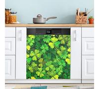Ttgoth St. Patrick's Day Clover Dishwasher Magnet Cover Decorative Magnetic Dish Washer Front Door Cover Panel Decal Trimmable Magnet Sticker for Kitchen Appliance Decor 58.42x66.04 cm