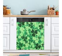 Ttgoth St. Patrick's Day Clover Dishwasher Magnet Cover Decorative Magnetic Dish Washer Front Door Cover Panel Decal Trimmable Magnet Sticker for Kitchen Appliance Decor 58.42x66.04 cm