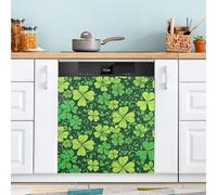 Ttgoth St. Patrick's Day Clover Dishwasher Magnet Cover Decorative Magnetic Dish Washer Front Door Cover Panel Decal Trimmable Magnet Sticker for Kitchen Appliance Decor 58.42x66.04 cm