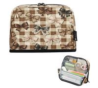 Ttgoth Standing Pencil Case Bows Large Capacity Pencil Pouch Foldable Pen Bag Portable Stationery Storage Organiser for Desk School Office Supplies, 21 x 5 x 15 cm